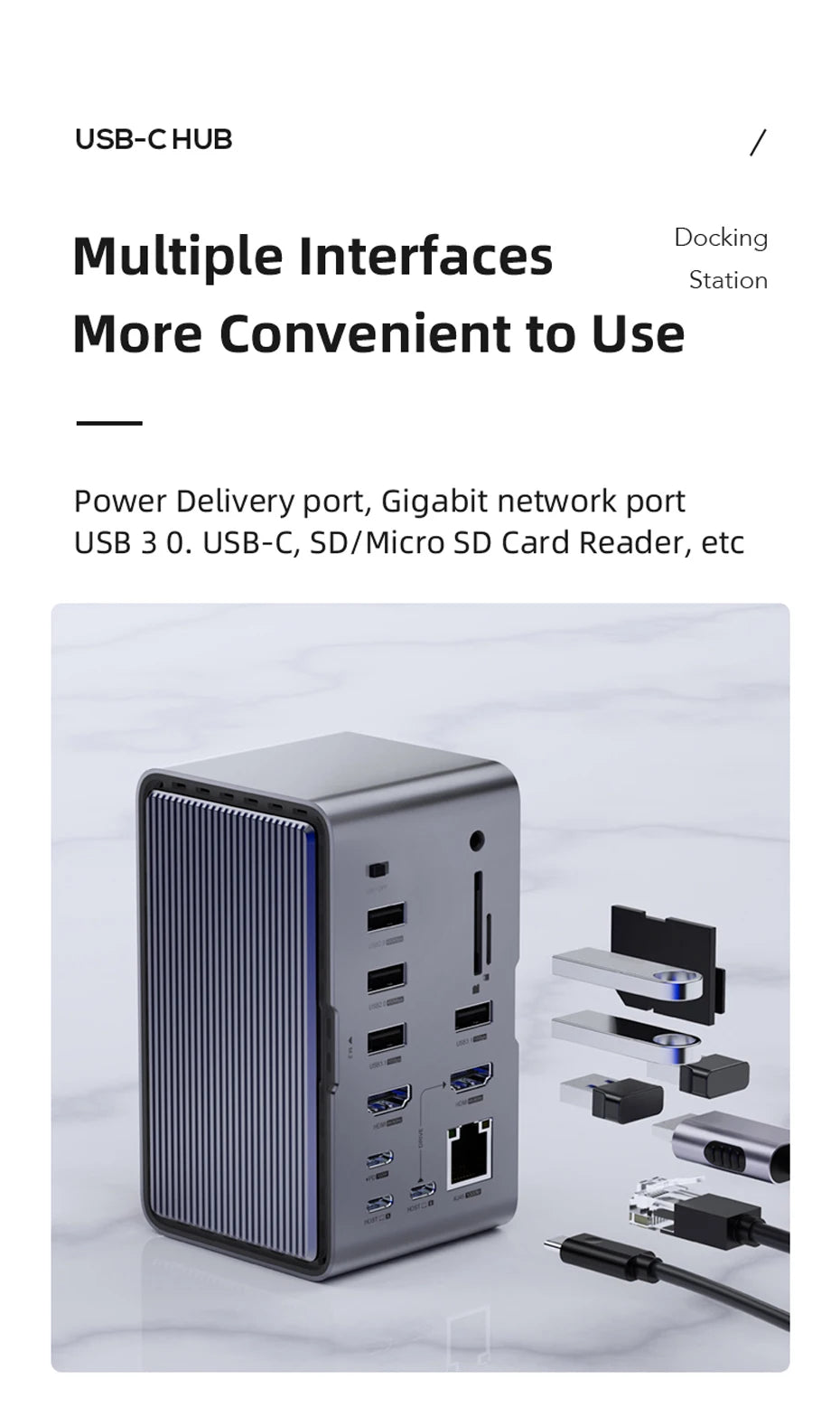 Hagibis USB C Docking Station with Dual HDMI Monitor M.2 SSD Enclosure Ethernet 100W PD USB Hub SD/TF-U100/U100 Pro/U100 Ultra