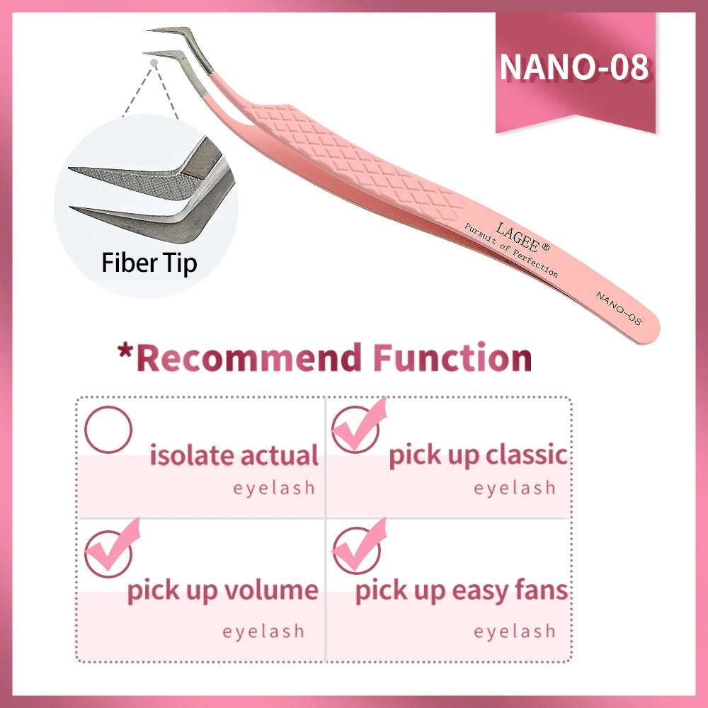 LAGEE Fiber Tip Eyelash Extension Tweezer Volume Isolation Precise Lash Tweezers Nano Technology Eyebrow from Nagaraku Makeup