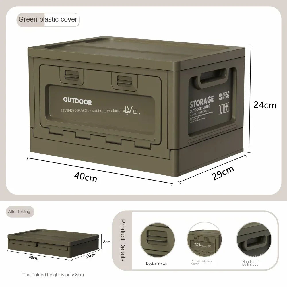 Storage Box Portable Camping Foldable Uncovered Storage Box Car Trunk Storage Table Dual Purpose Picnic Practical Outdoor Tools