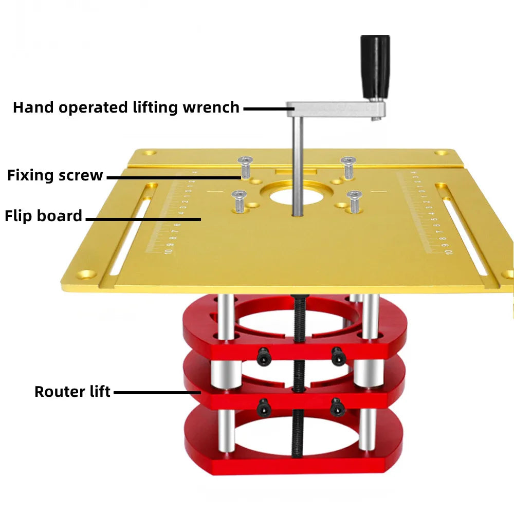 Upgraded Aluminium Router Table Insert Plate Woodworking Tool Set with Miter Gauge and Sliding Tenoning Fence for Router Table