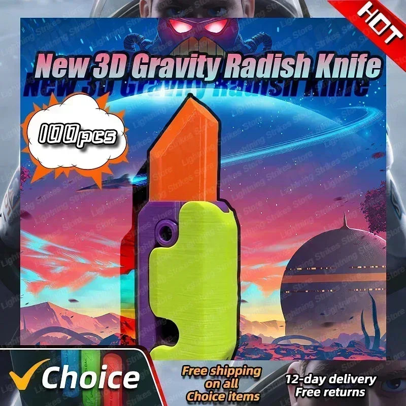 3D Gravity Radish Knife Decompression Toy Q Version Super Cute Healing Knife Children's Toy Christmas Gift