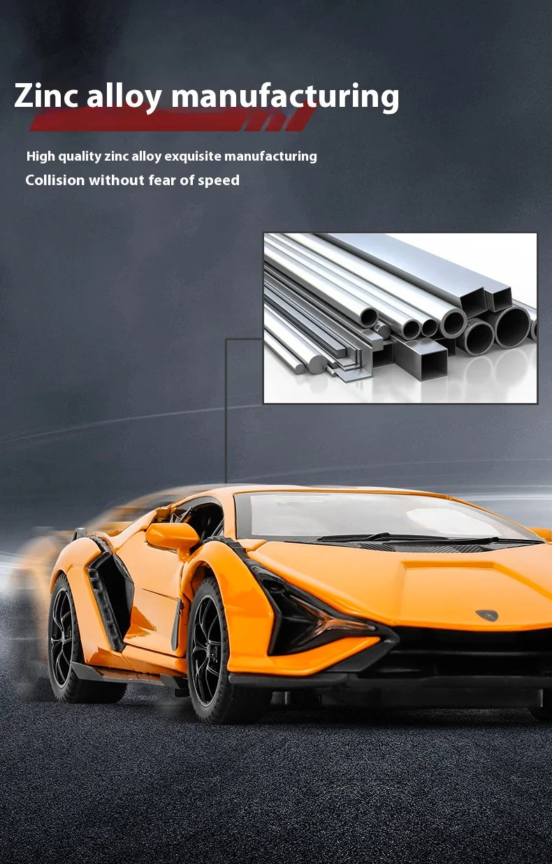 1:32 Lamborghini Alloy Model - Sound & Light, Pull-Back Action, Gift for Kids & Car Fans