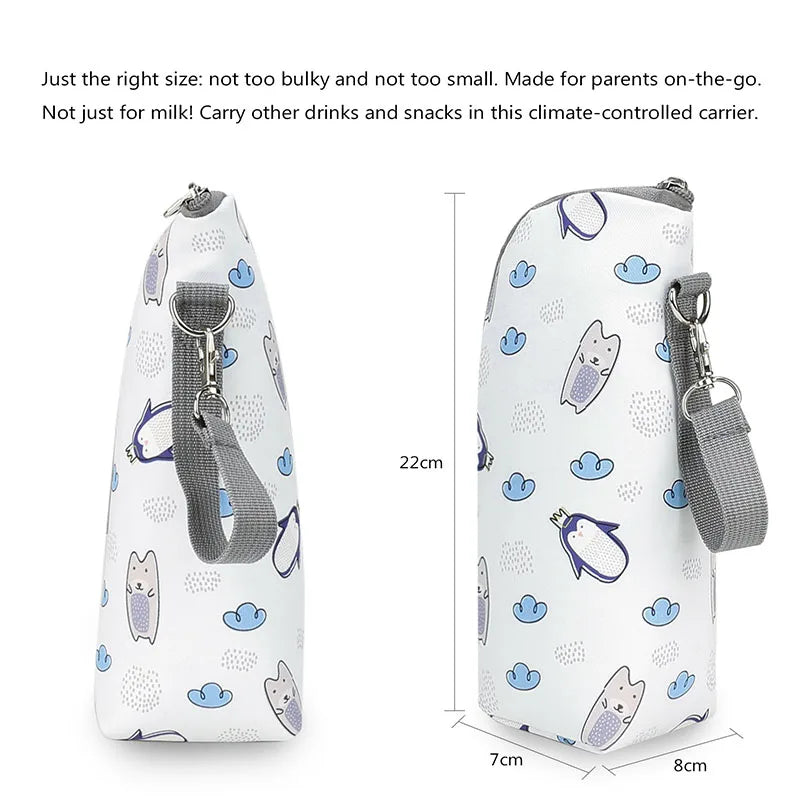 Baby Bottle Bag Bottle Warmer Baby Feeding Aluminum Mold Insulation Outing Stroller Hanging Bag For Storage Cups Drinks