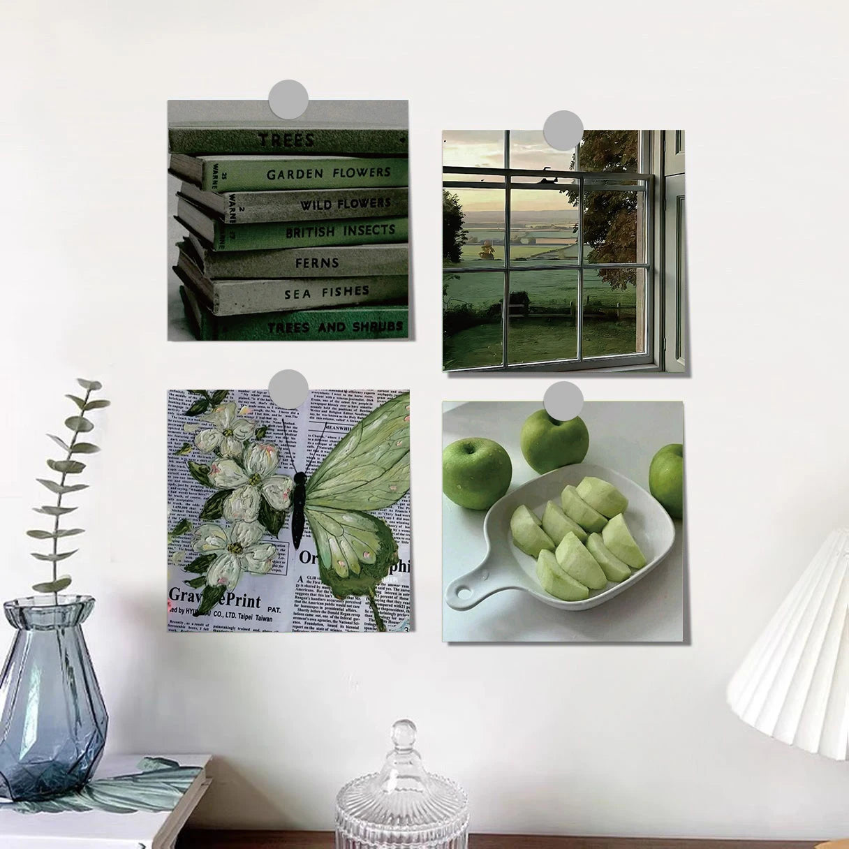 15PCS Green Summer Fresh Postcards Indoor Bedroom Wall Decoration Wall Stickers