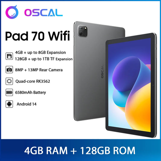 Blackview OSCAL Pad 70 WIFI Tablet Android 14 10.1'' FHD+ Display 12GB(4+8) RAM 128GB ROM 6580mAh Battery 13MP Camera WIFI