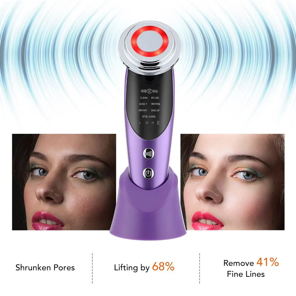 7 in 1 Face Lift Devices Microcurrent Skin Rejuvenation EMS RF Women Facial Massager Light Therapy Anti Aging Wrinkle Beauty