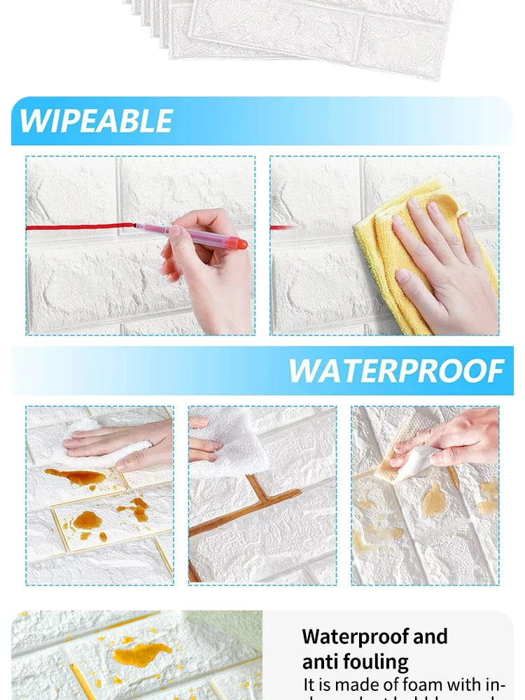 3D Three-dimensional Wall Stickers Self-adhesive Wallpaper Anti-collision Decorative Stickers 10pc