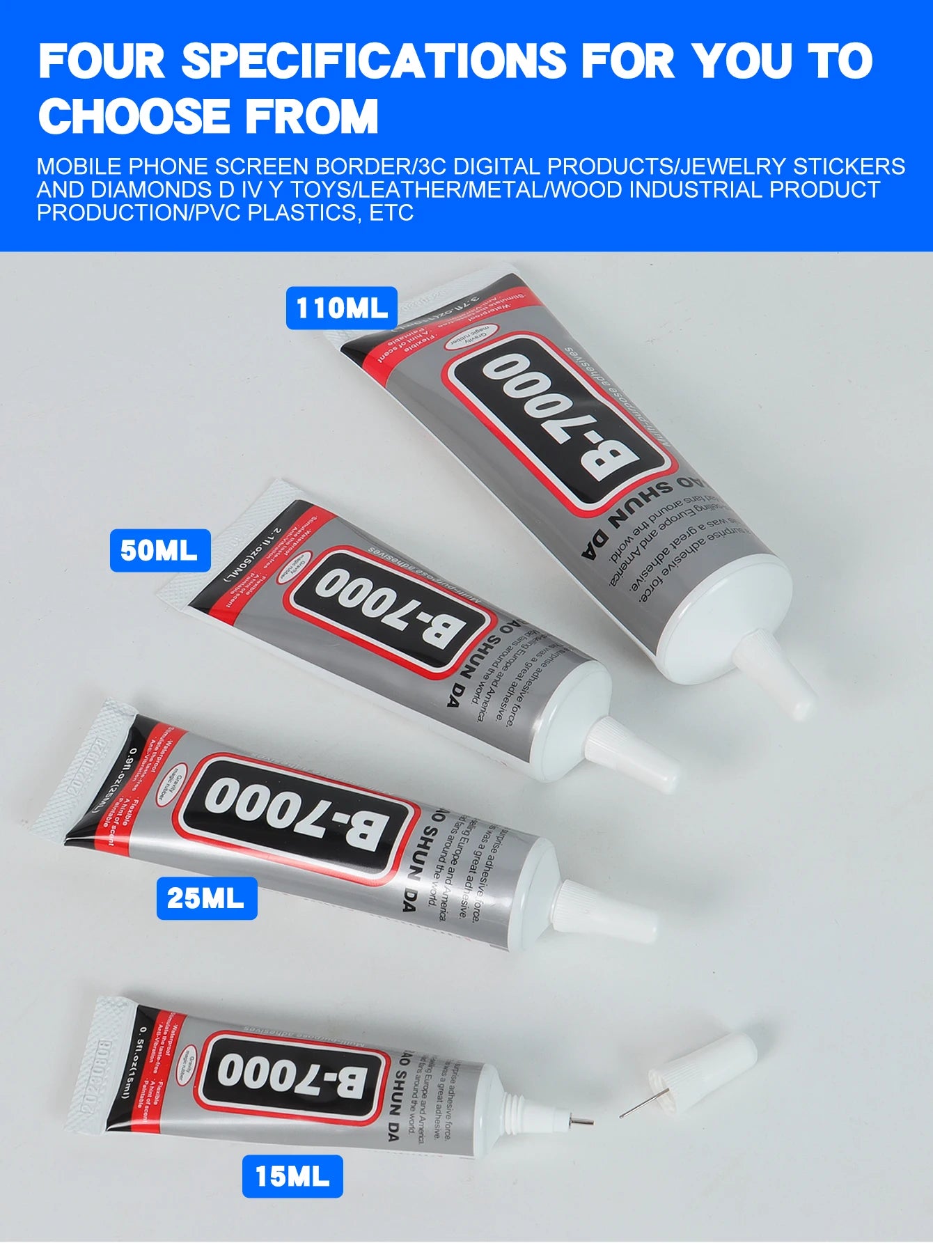 15ML 25ML 50ML 110ML B-7000 Clear Contact Phone Repair Adhesive Universal Glass Plastic DIY Glue B7000 With Precision Applicator