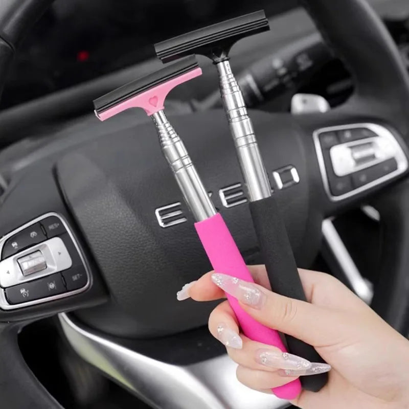 Car Rearview Mirror Wiper Telescopic Handle Car Rearview Mirror Wiper Durable Stainless Auto Glass Cleaning Tools Cleaning Brush