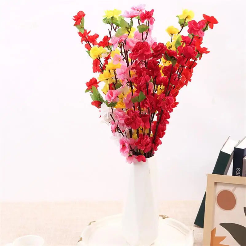 1/4pcs Artificial Peach Blossom Branch Spring Plum Cherry Blossom Silk Flower Tree Decoration Home Wedding Decoration