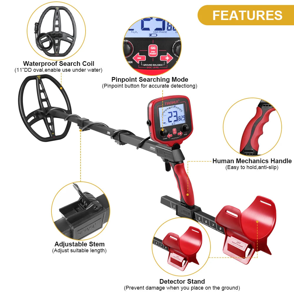 Metal Detector TX-850L Gold Metal Detector High Performance Underground Metal Detector Finder Treasure Hunter Gold Prospector