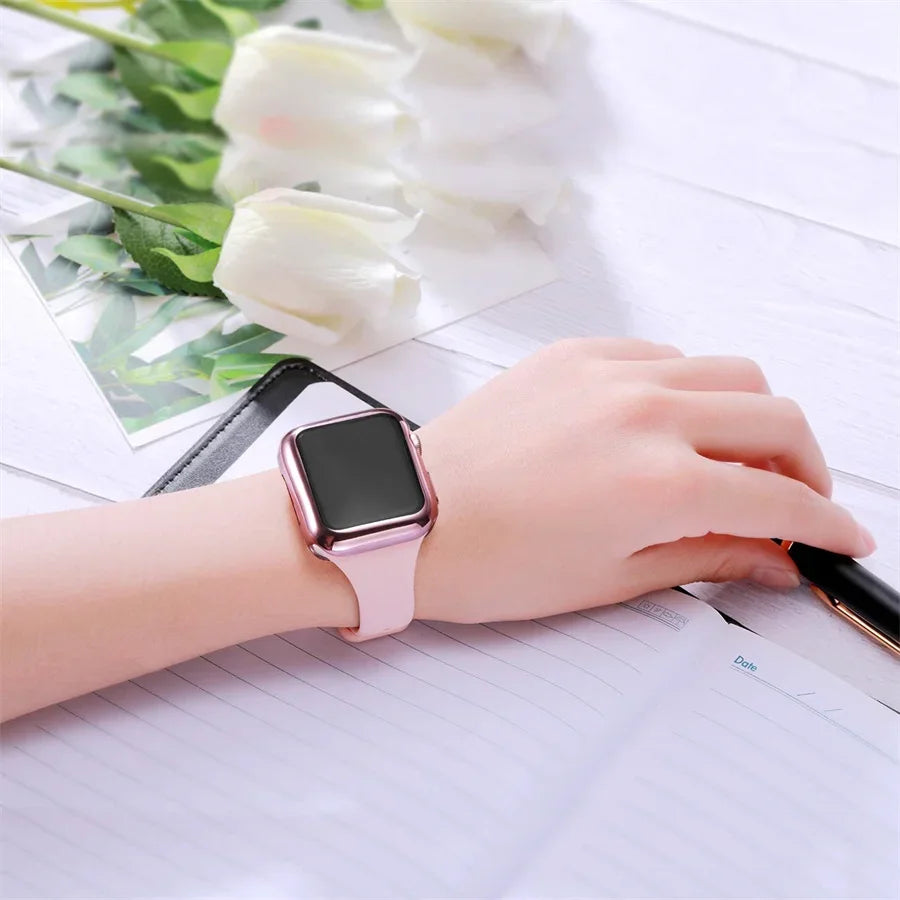 TPU Cover for apple watch case series 9 8 7 6 5 4 3 SE 41mm 45mm 42-44mm-40mm screen protector Accessories for apple watch band