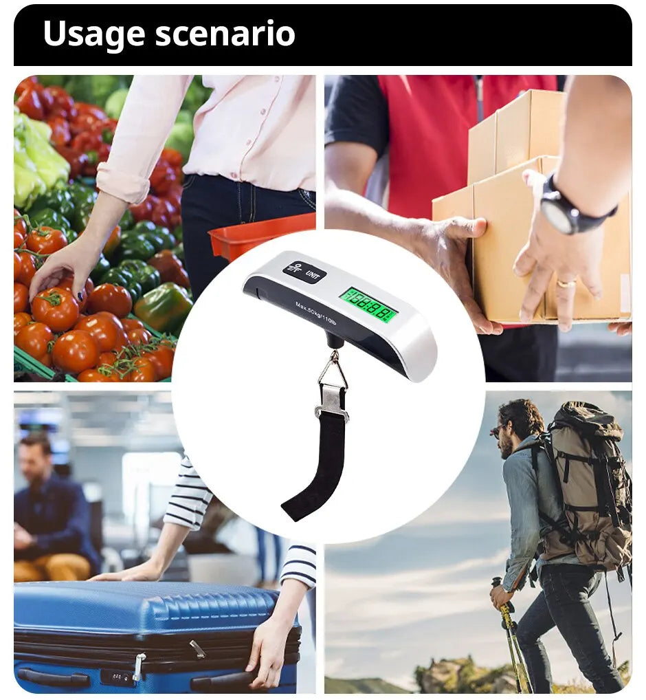 1pcs LCD Display 110lb/50kg Electronic Luggage Hanging Suitcase Travel Weighs Baggage Bag Weight Balance Portable Scale Digital