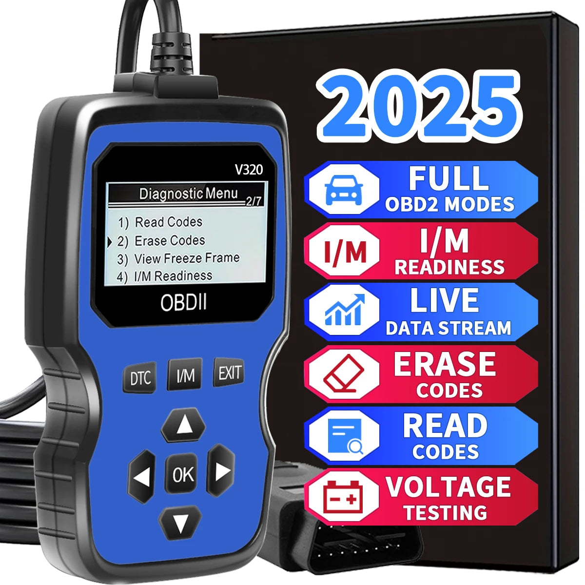 Advanced Car Diagnostic Scanner 2025 Model - Rapid Obd2 Fault Code Reader, Suitable for All Vehicles, a Professional Obdii Tool, Ergonomic Design, High-Quality Connector, Reliable Diagnosis, Compact and Compact, Suitable for