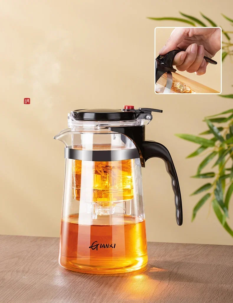 Teapot With Infuser Thickened Glass Heated Resistant Tea Pot One-button Filtering Tea Separation Kettle Tea Coffee Maker