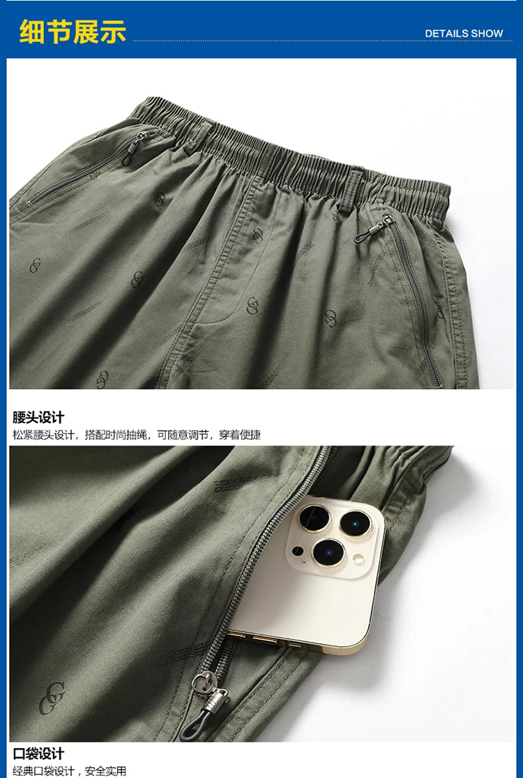 2024 Men's Work Shorts Summer Cotton Thin Casual Sweatpants Comfortable Hundred Five Pants