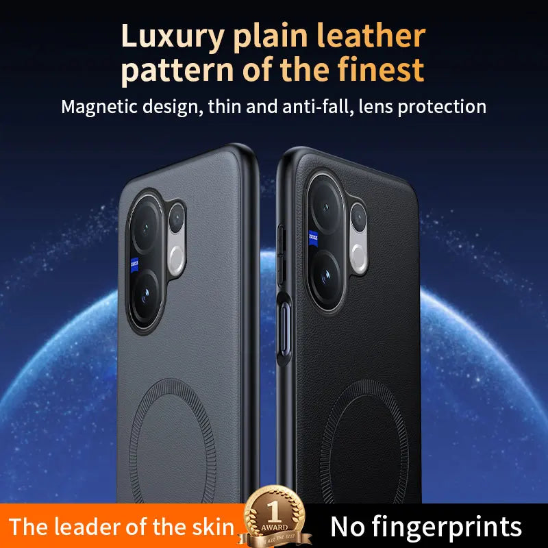For Vivo V60 5G Case Magnetic Leather Shield Cover For Vivo V60 5G Anti-Fingerprint Non-Slip PC+TPU