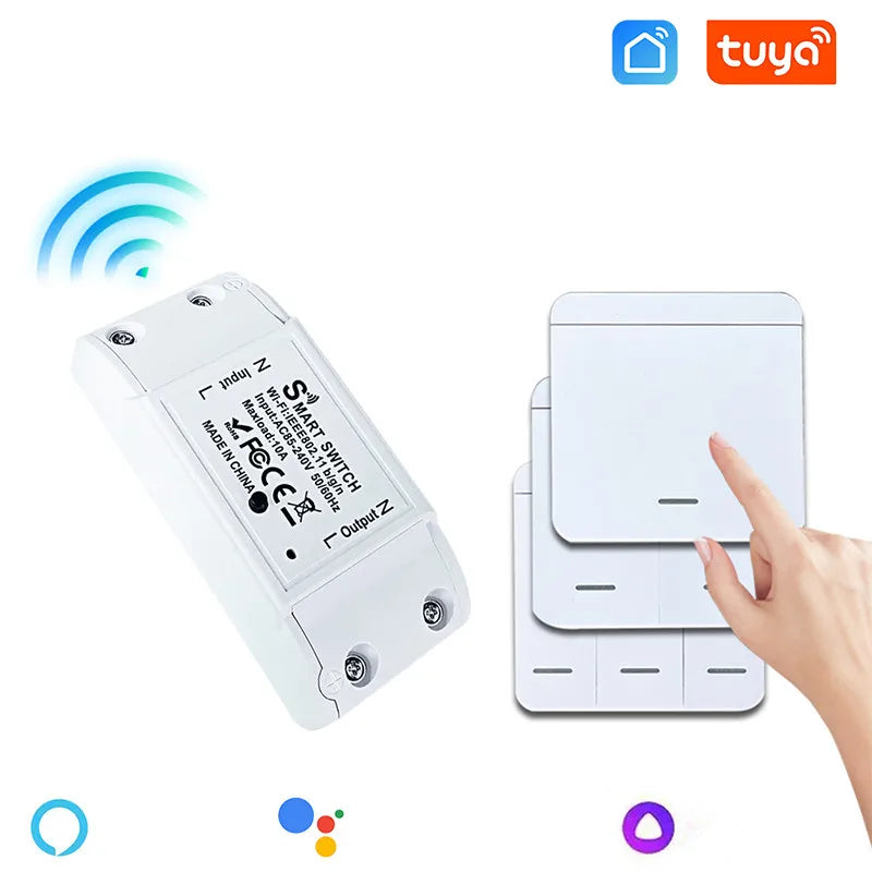 Wireless WiFi Light Switch RF 433MHZ Smart Wall Panel APP Voice Control Alexa Google Home Alice Mini Relay Receiver for LED Lamp