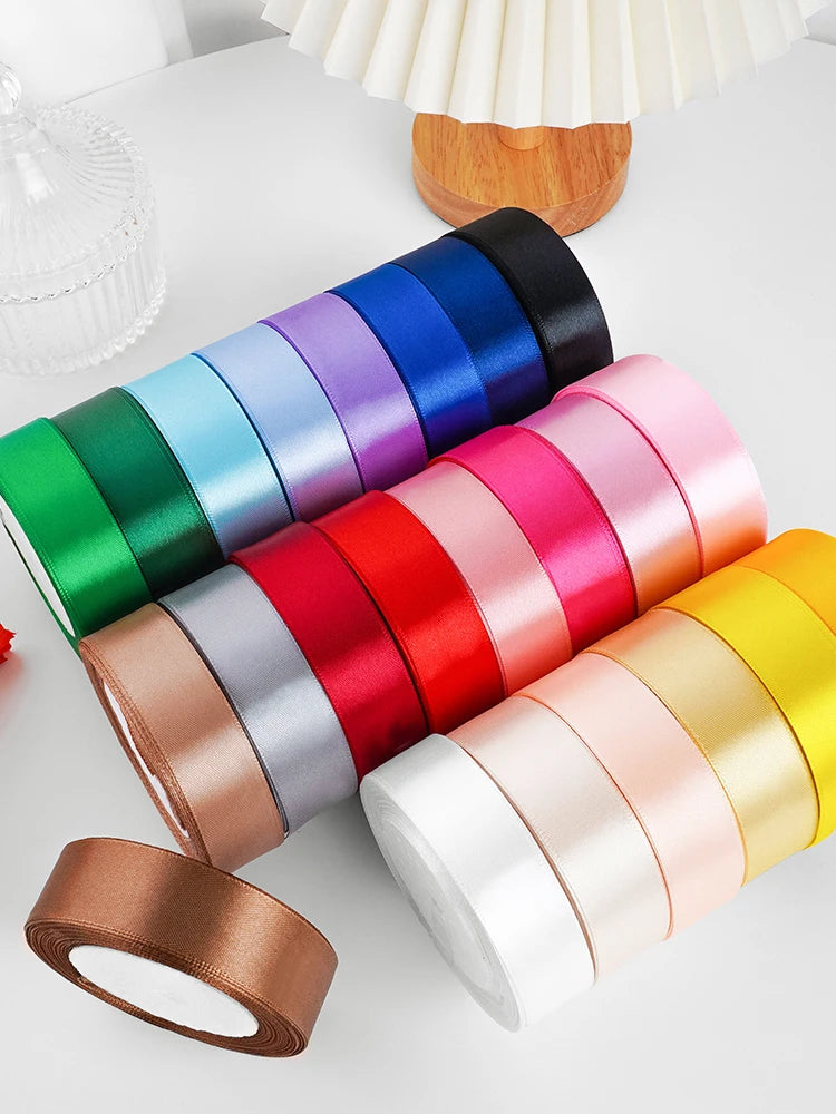25yards/roll 1inch Satin Ribbon DIY Handmade Crafts Gift Box Flower Cake Decoration Wedding Birthday Party Festival Supplies