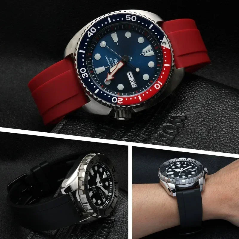 Quality Rubber Watch Strap 20mm 22mm 24mm for Seiko 5 Green Water Ghost Abalone Men Sport Silicone Wristband Quick Release Band