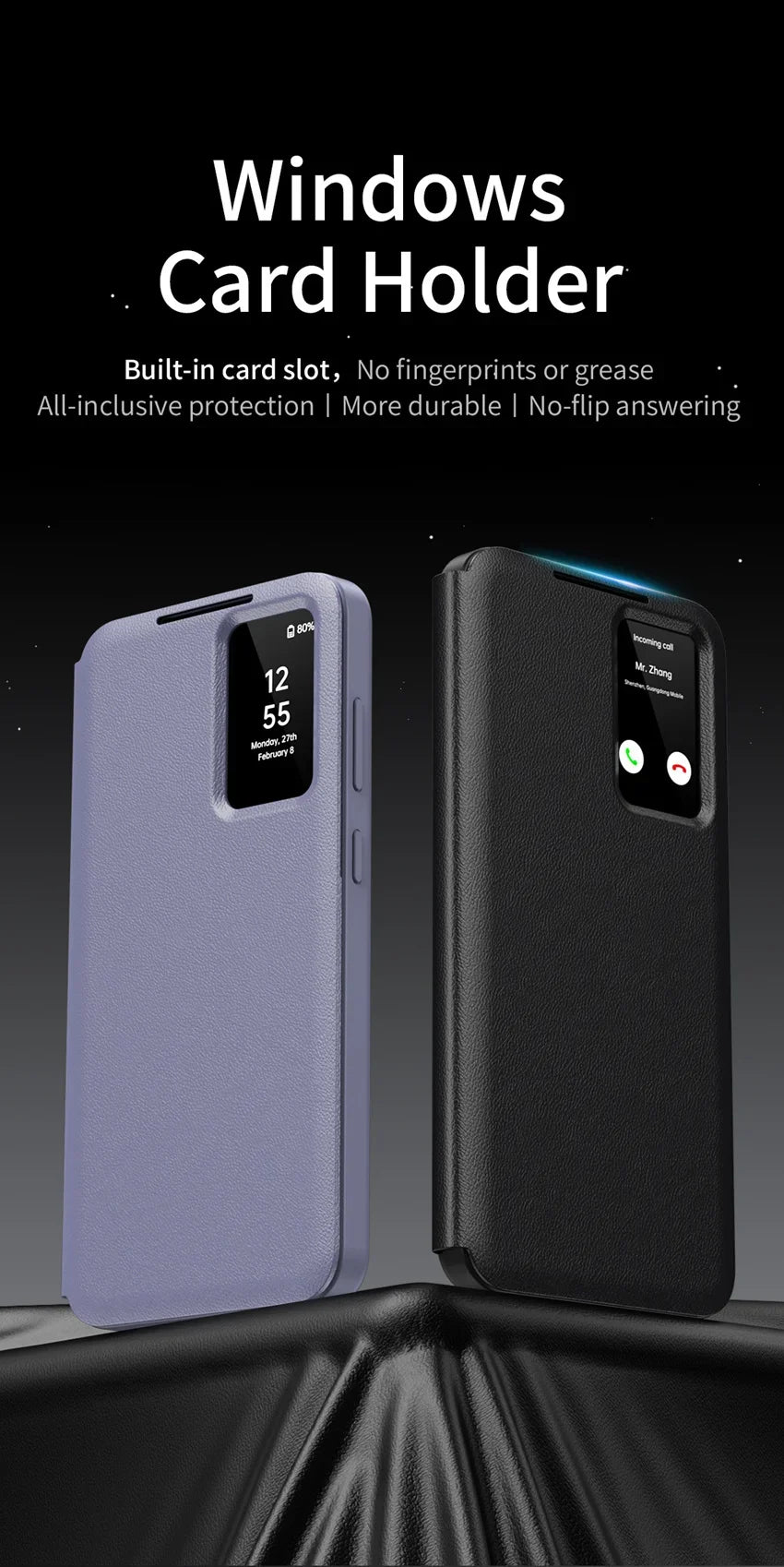 Smart Window View Leather Flip Case for Samsung Galaxy S26 S25 S24 S23 Ultra Plus No-flip Answering Card Holder Slot Book Cover