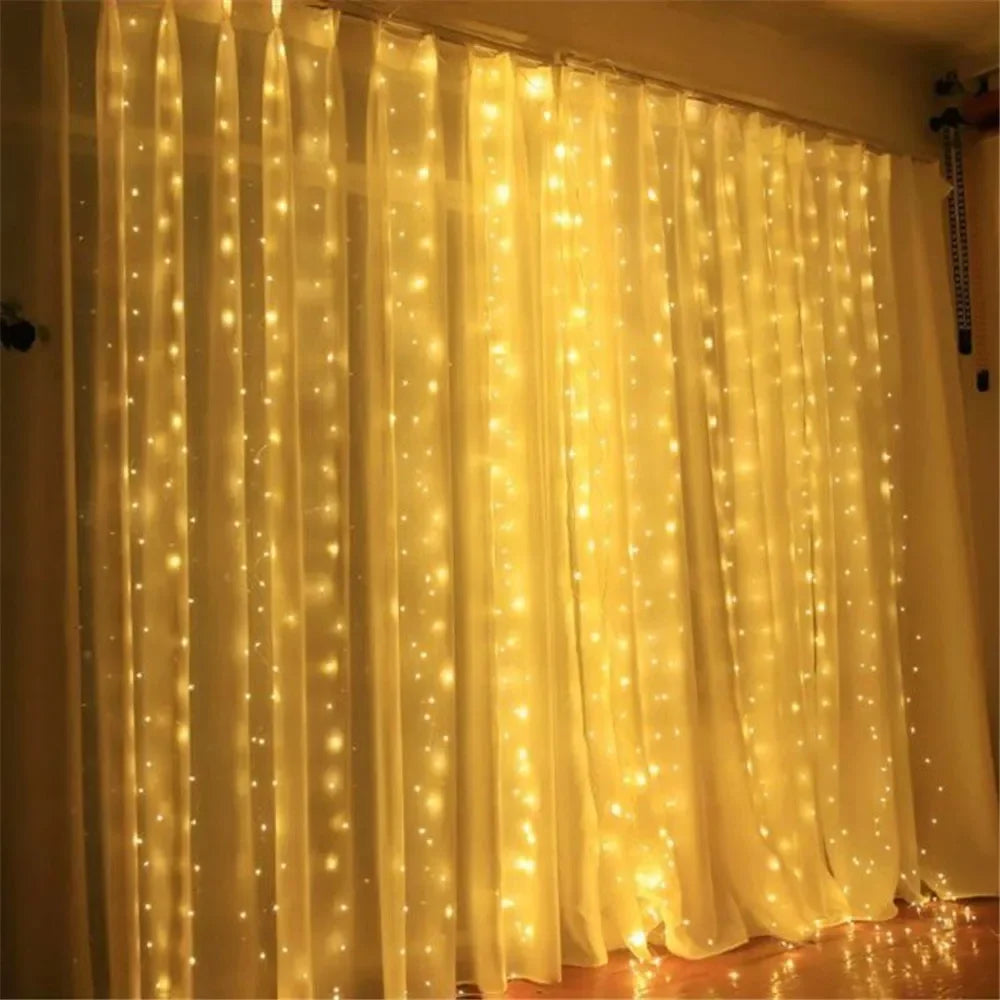 Christmas Lights LED Fairy String Curtain Lights 8 Mode Remote USB Festoon Christmas Decor For Home Holiday New Year Lamp