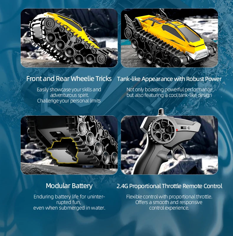 JJRC Q183 Rc Tank Car Track Remote Control Cars Off Road 4X4 2.4G Amphibious Crawler Truck Climbing Electric Model Vehicles Toys