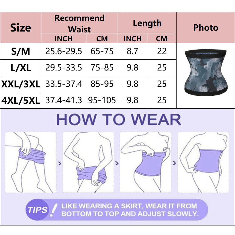 New Camouflage Waist Shaper Sweat Sauna Belt Women Waist Trainer Slimming Belly Shaper Tummy Control Gym Shapewear Corset