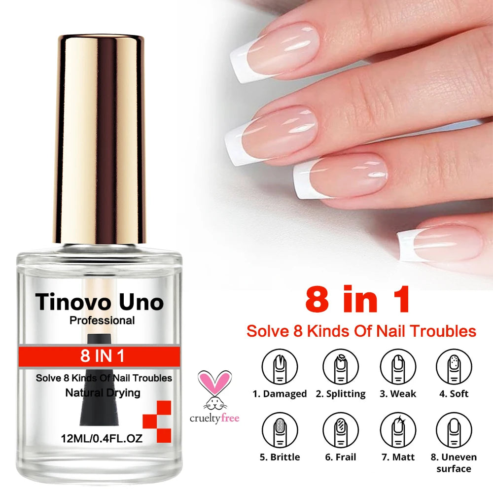 Tinovo Uno Collagen Base Coat Normal Nail Polish Clear Base Oil Air Dry Nail Hardener Strengthener Manicure Birttle Nails Care