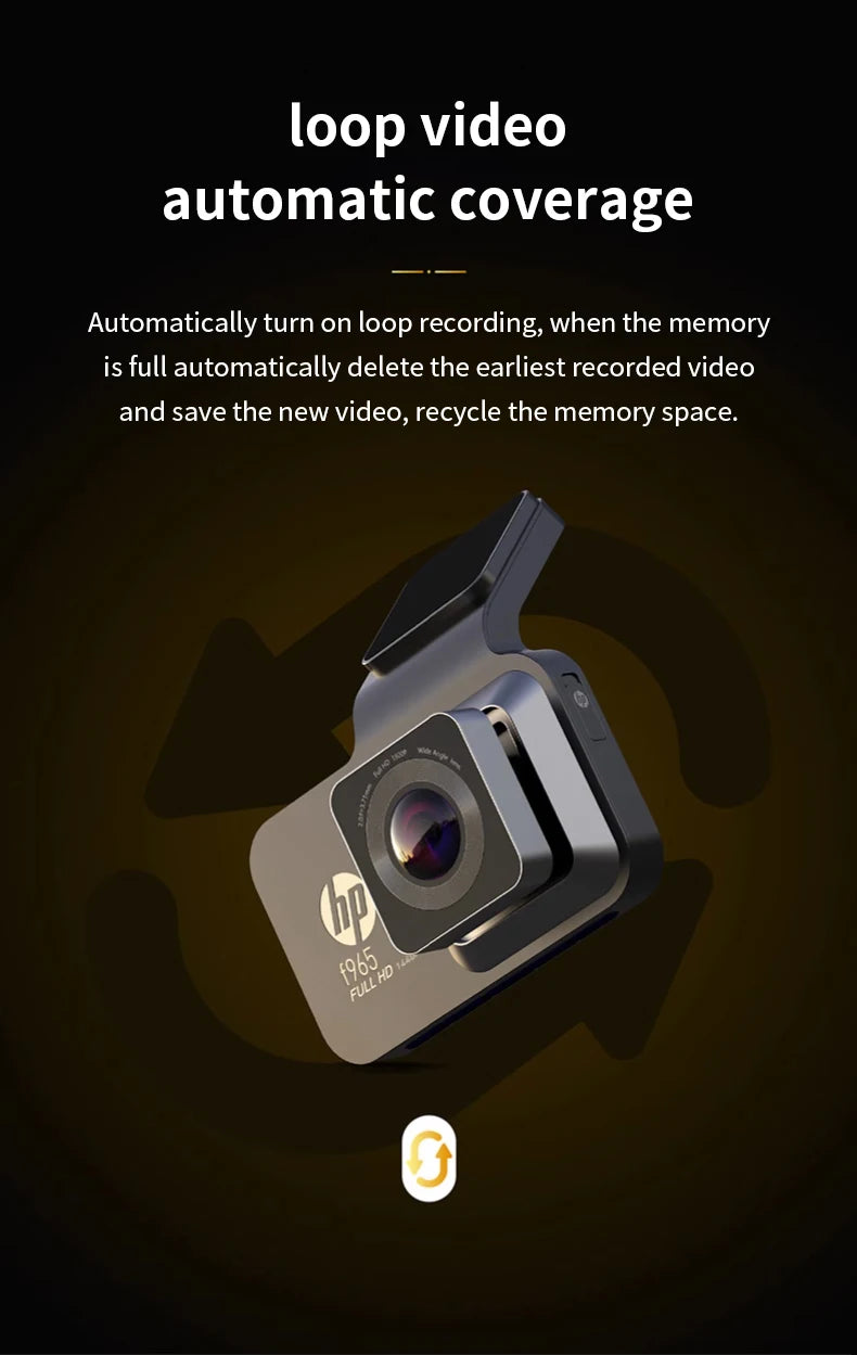 HP Car Recorder 2K 1440P Car Camera HD Night Vision Parking Monitoring Car WiFi Car DVR Video Loop Recording