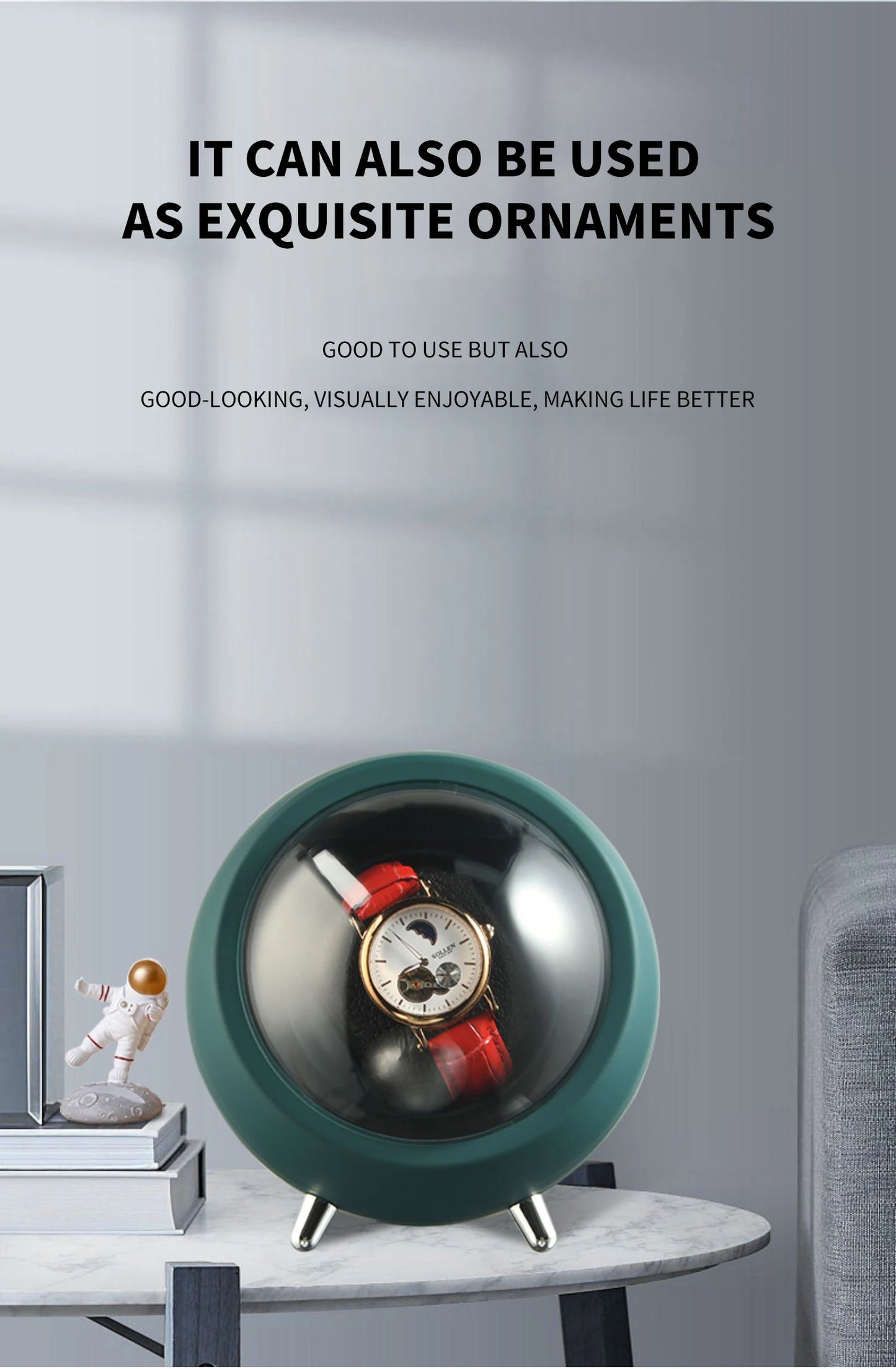 IBBETON Single Watch Winder for Automatic Watches Storage Box Automatic Winder Use USB Cable / with Battery Mabuchi Mute Motro