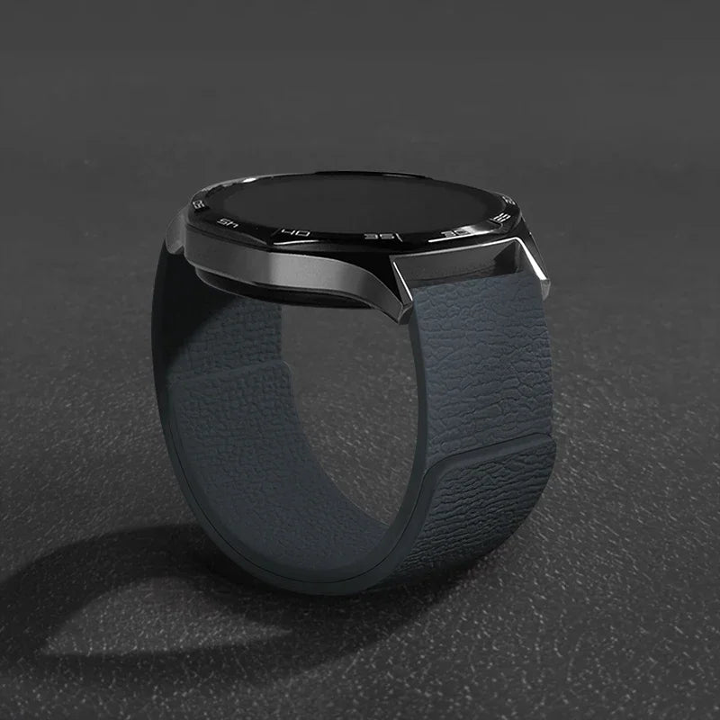 Magnetic Loop Strap For Samsung Galaxy Watch 7/6/5/4 Classic Silicone Lychee pattern 18mm 20mm 22mm Bracelet HUAWEI GT3-4-5 Band