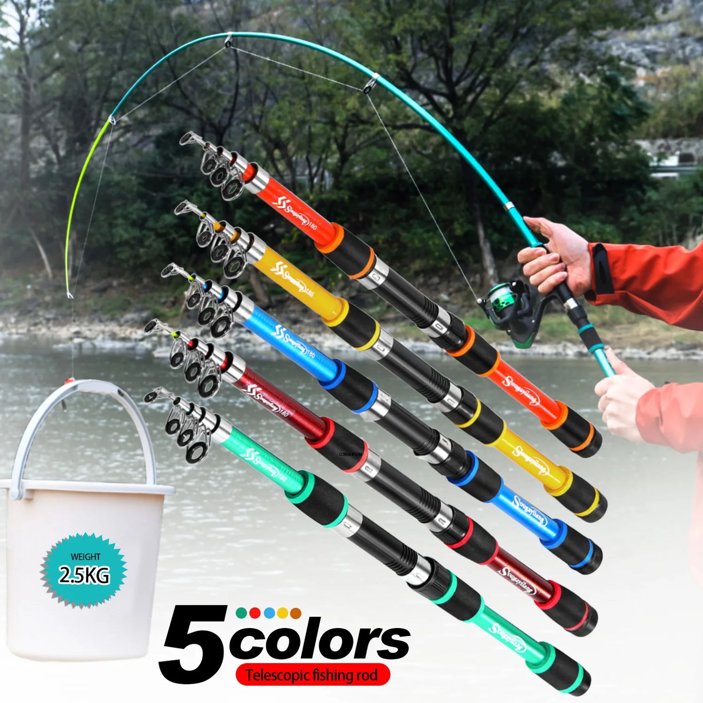 Sougayilang 1.8M Spinning Fishing Rod M Power Telescopic Children Fishing Telescopic Rock Fishing Pole Carp Feeder Surf Beginner