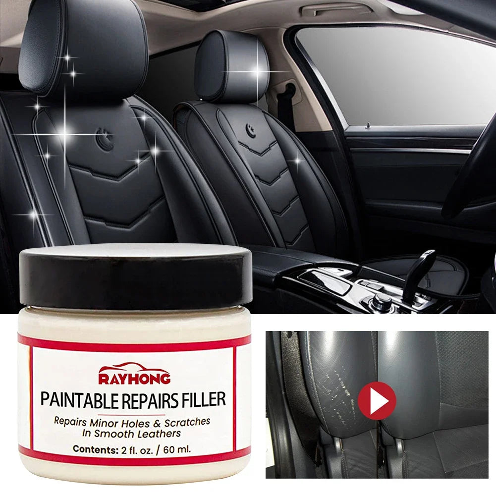 60ml Leather Filling Paste Car Seat Scratch Repair Paste Compound Natural Leather Restoration Cream Crack Burns Holes Filler