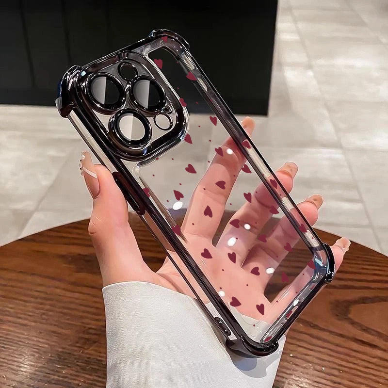 Cute Love Heart Electroplated Airbag Case For Realme 15 14 Pro Plus 15T 5G C53 C51 C85 C55 C15 C20 C35 C33 12 13 9 Pro Plus GT 7