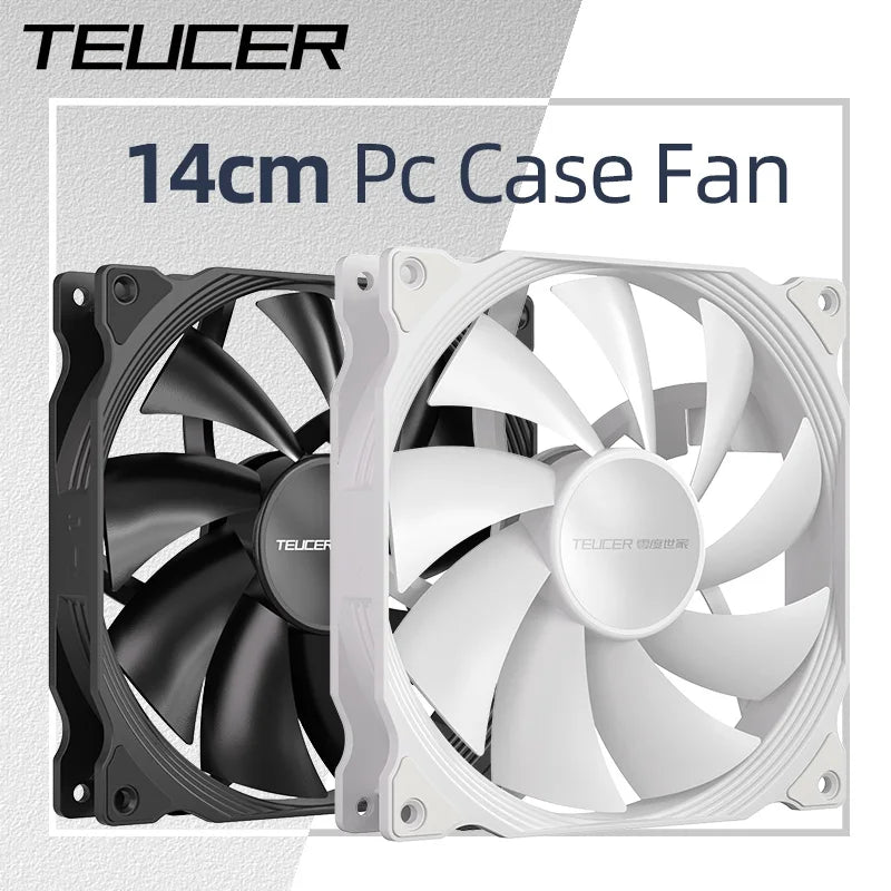 Teucer AF 14025 PC Case Cooling Fan 12V 4Pin PWM MHDB Hydraulic Bearing White 14CM Silent Fan for Computer Radiator Ventilator