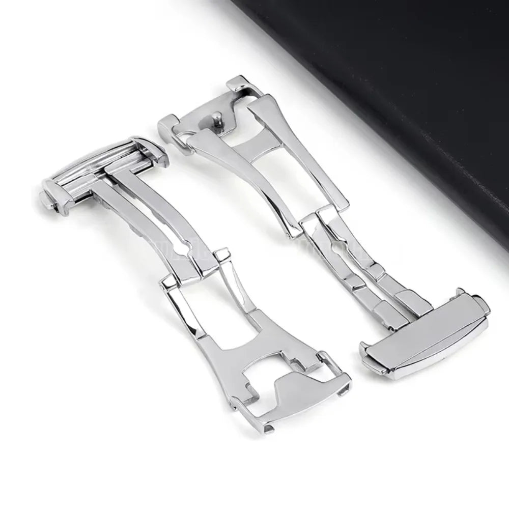 20mm Stainless Steel Watch Buckle for Omega Leather Rubber Watch Band Silver Matte/Polished Deployment Clasp Button Accessories