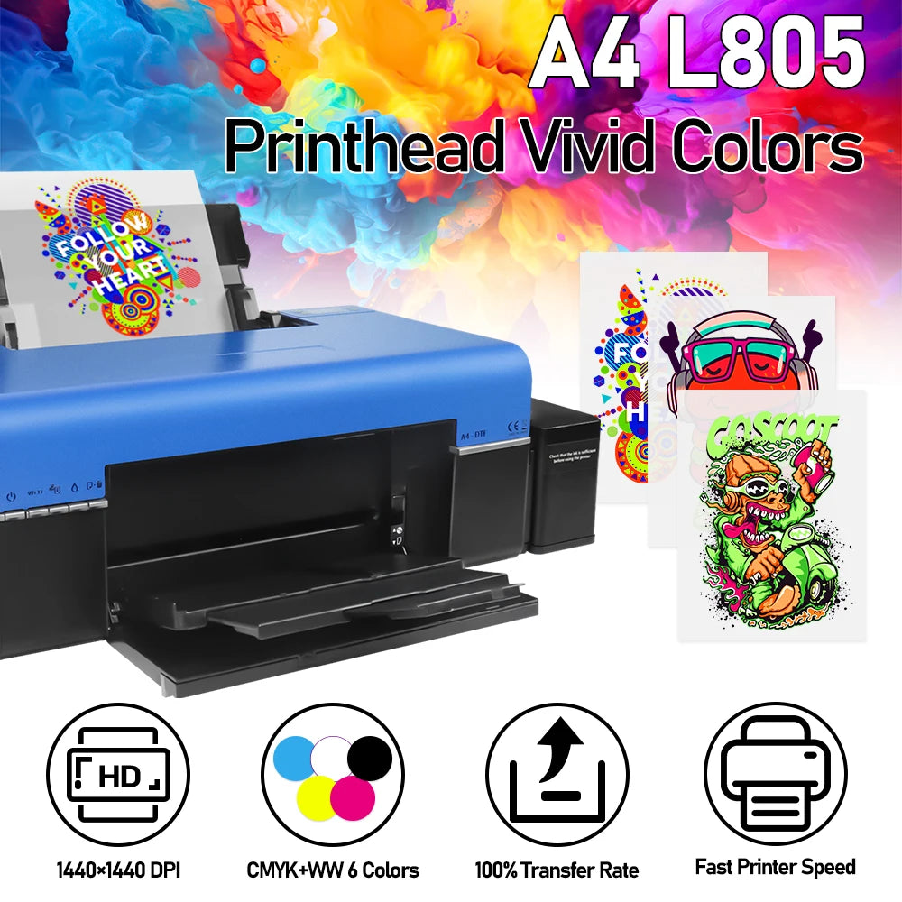 A4 DTF Transfer Color Printer with dtf oven dryer A4 L805 impresora dtf TShirt Printer Directly To Film printer for tshirt print