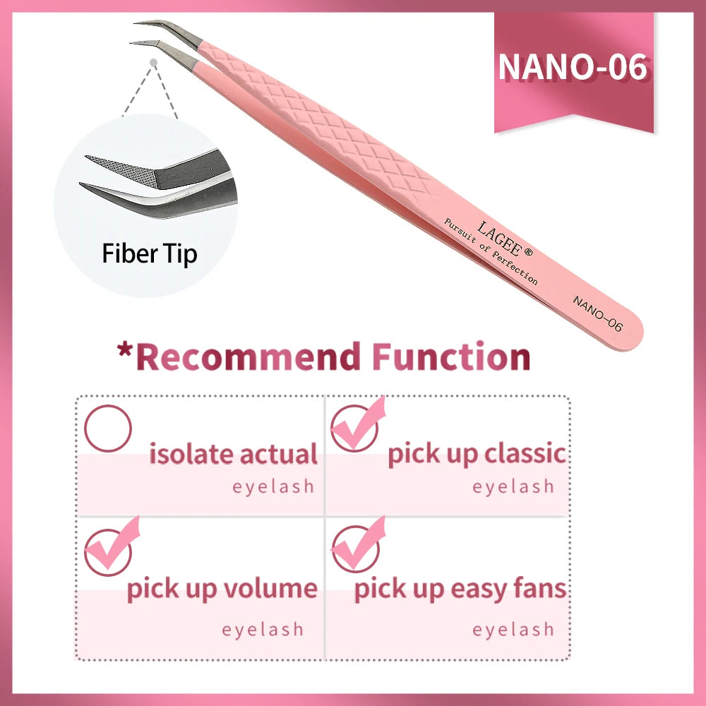 LAGEE Fiber Tip Eyelash Extension Tweezer Volume Isolation Precise Lash Tweezers Nano Technology Eyebrow from Nagaraku Makeup