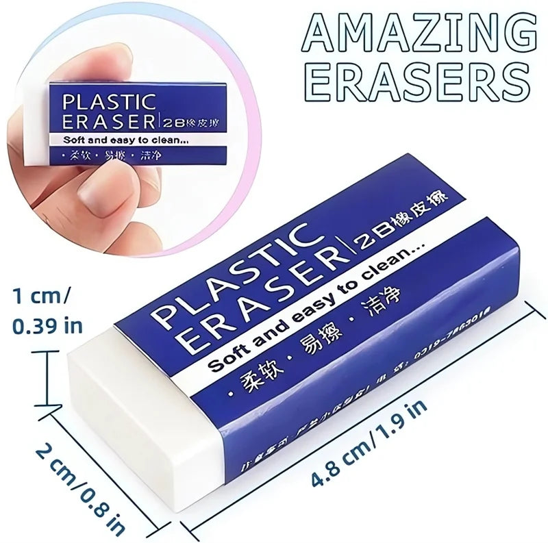 Soft 2B Eraser White Made in China, PVC Plastic Rubber Pencil Eraser Students Drawing Tool, Sketches Paintings Fine Arts Eraser