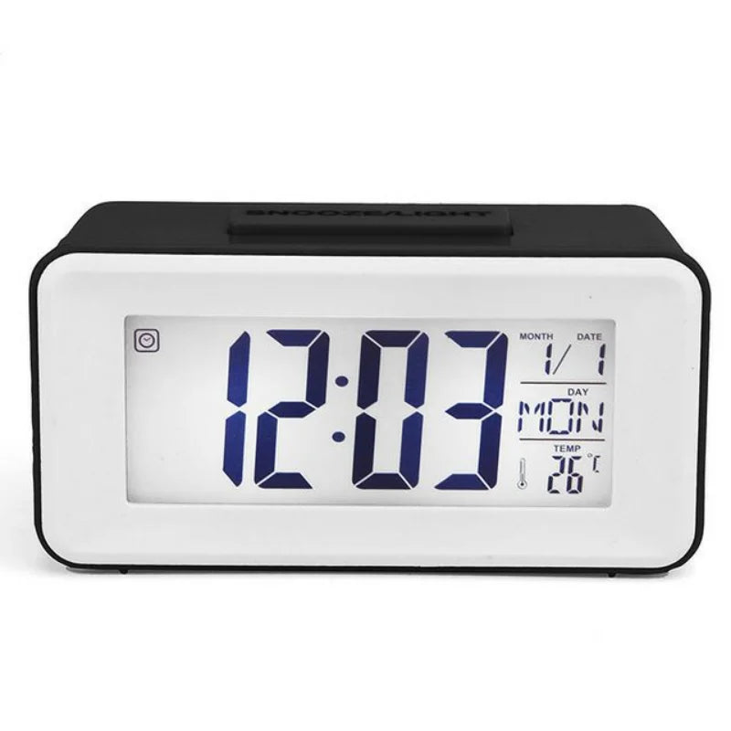 Desk Digital Clock Sound Control Backlight 12/24 H Snooze 8 Alarm Ringtones for Bedrooms kids simple electronic clock