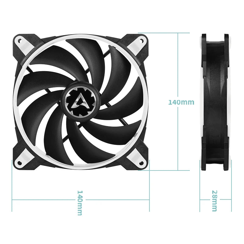ARCTIC BioniX F140 White 140mm PC Gaming Fan with PWM Sharing Technology Quiet Motor 200-1800 RPM for Computer Cooling