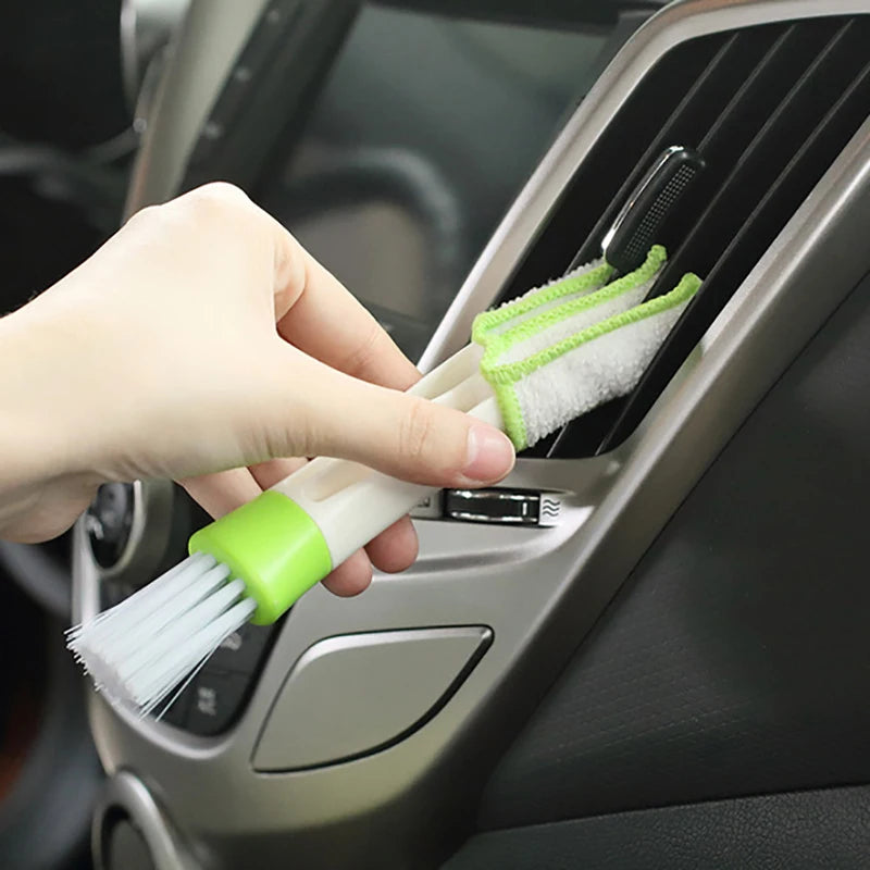 2PCS Car Air Vent Brush Double head Brushes Conditioner Vent Brush Microfibre Car Grille Dashboard Interior Car Cleaning Tools