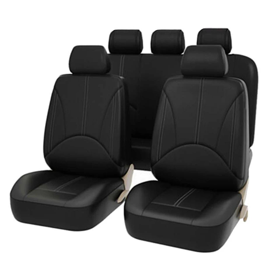 SEAMETAL Leatherette Car Seat Cover Set Breathable Auto Seat Cushion Universal Full-Wrapped Seat Cover Compatible with Airbag
