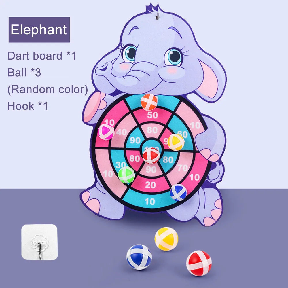 Dart Board for Kids with 3 Sticky Balls Indoor Outdoor Sport Party Games Cartoon Animal Dart Board Toys Christmas Gift