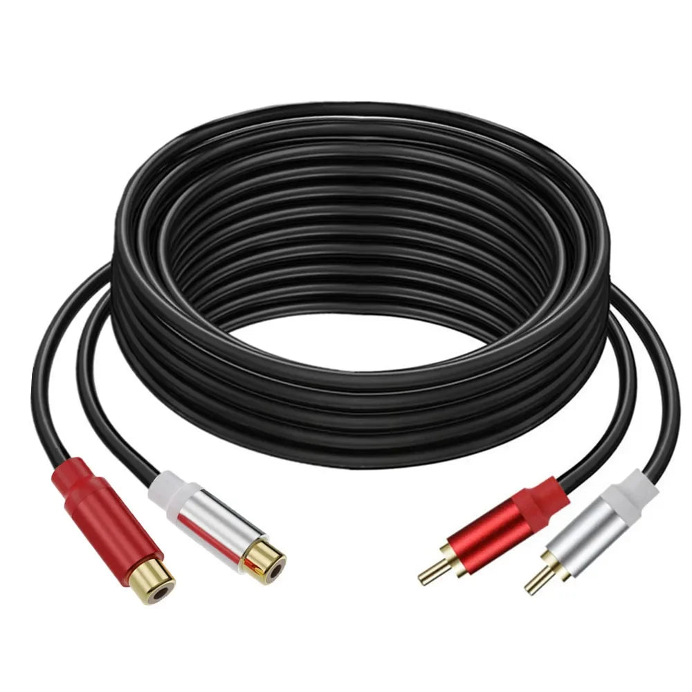Metal shell Gold Plated Double RCA Male to 2 Two RCA Female Audio Video Cable Line twin RCA Male Video Audio Cord Wire Line