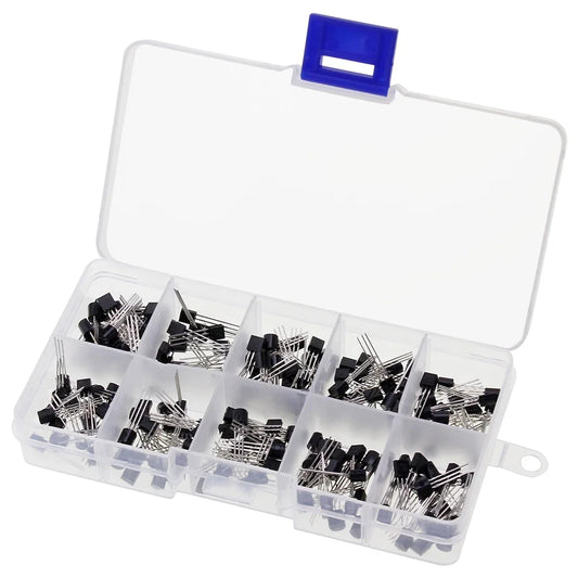 200Pcs Transistor Kit BC327 BC337 2N2222 2N2907 2N3904 2N3906 S8050 S8550 A1015 C1815 PNP/NPN 10 Values TO-92 Transistors Set