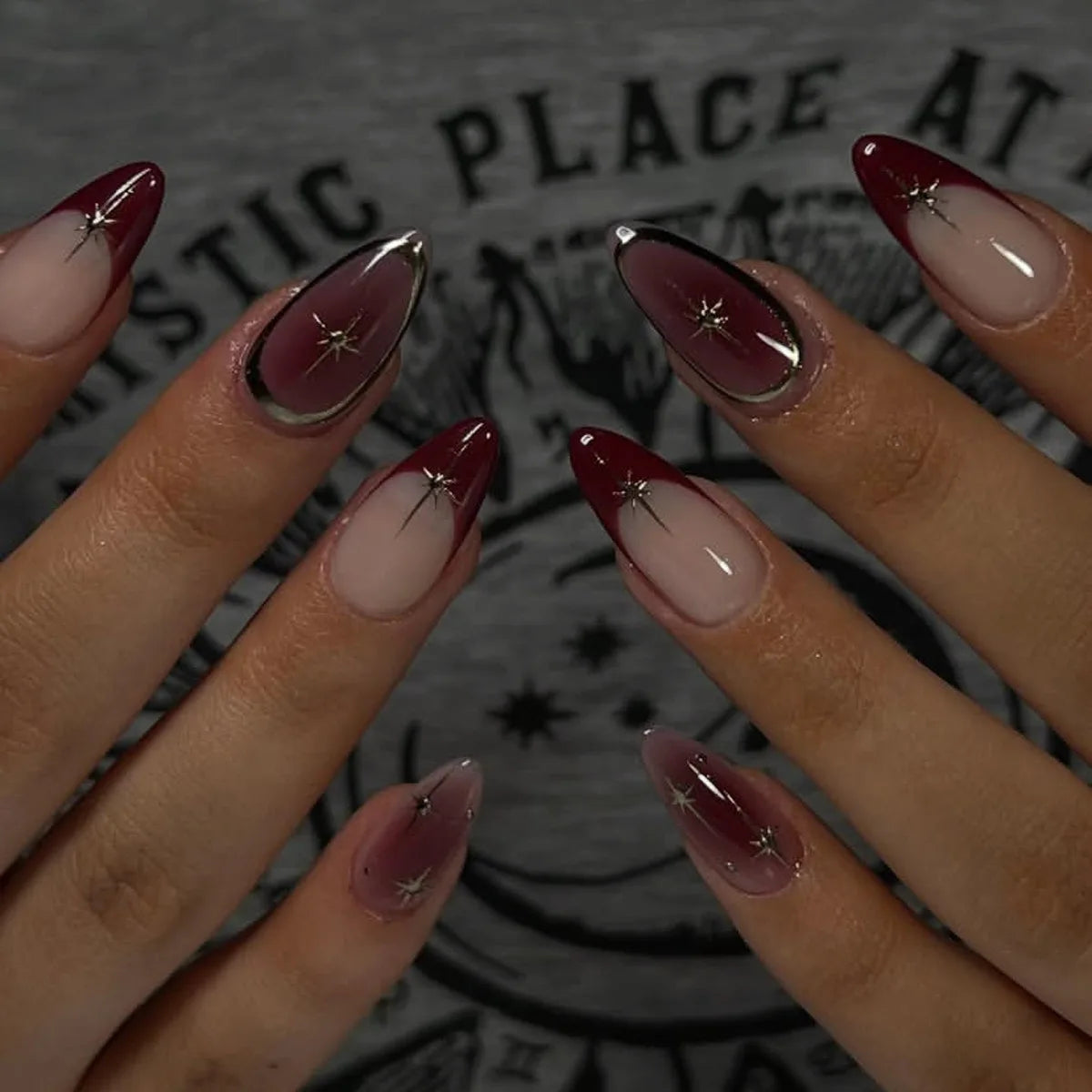 24pcs Black Cat's Eye Press on Nails Finished Ins Wearable False Nail Sets Love Design Stick on Nails Stilettos Fake Nail Tips