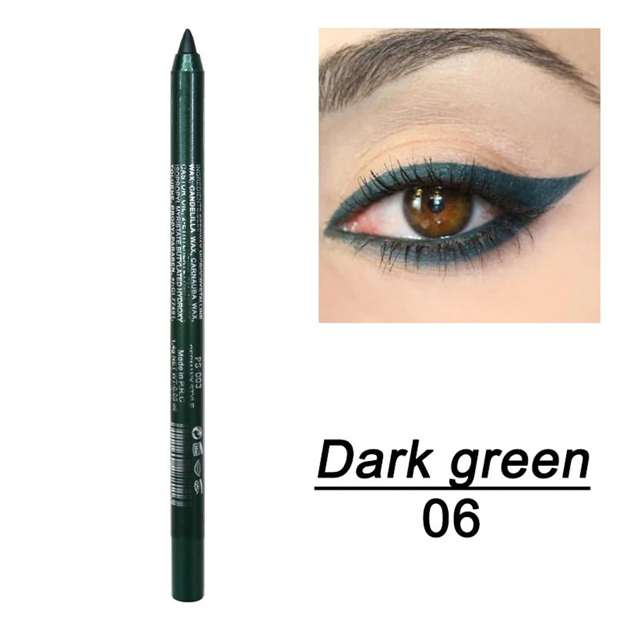 14-Color Colourful Eyeliner Pen, High Pigmented Pearly Glitter ShimmerMetallic Finish, Smokey Punk Gothic Style Eyeliner, Long L