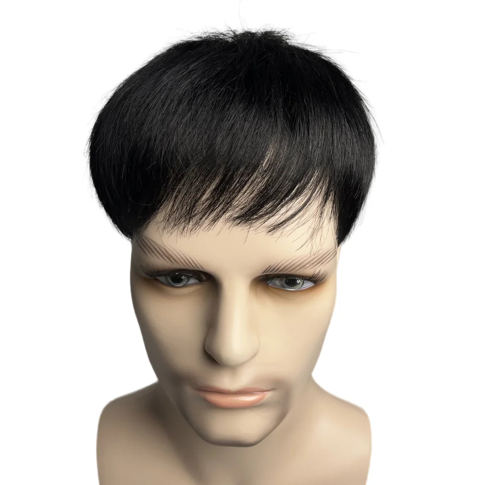 Prosthetic Hair Male 100% Human Hair Toupee Wigs for Man Replacement System Men's WIg Real Hair for Baldness Cover White Hair